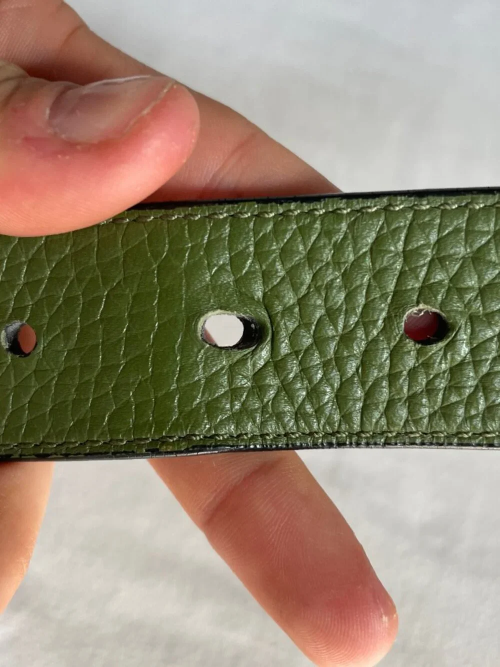 Coach Reversible Black and Green Leather Belt with Silver Buckle